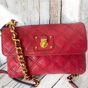 EUC Marc Jacobs Red Soft Leather Quilted Chain-Link Crossbody